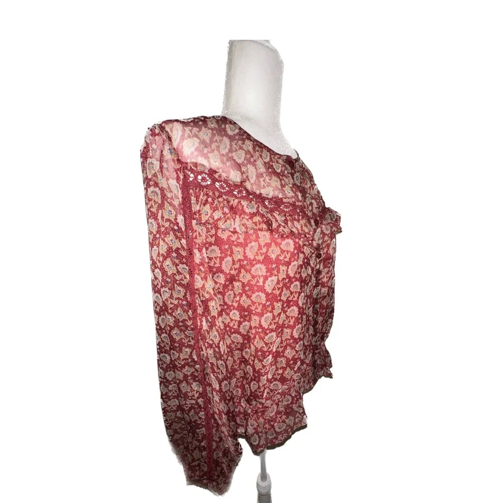 New | American Eagle Floral Bell Sleeve Peplum Embroidered Blouse | Size: XXL - Picture 3 of 7